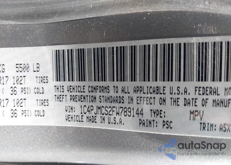 2015 Jeep Cherokee Latitude z USA, uszkodzony, nr VIN 1C4PJMCS2FW789144